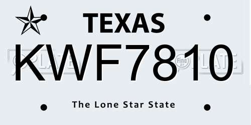KWF7810 Texas License Plate
