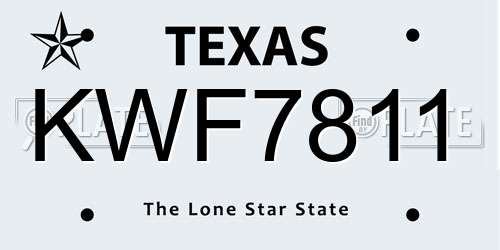 KWF7811 Texas License Plate