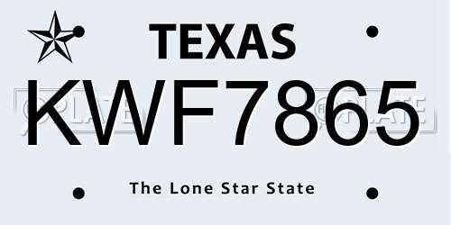 KWF7865 Texas License Plate