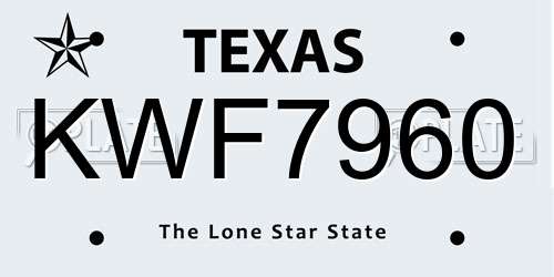 KWF7960 Texas License Plate