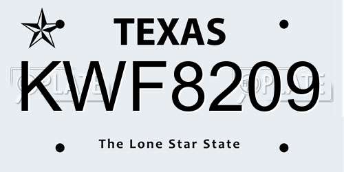 KWF8209 Texas License Plate
