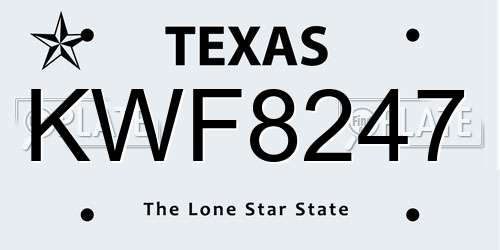 KWF8247 Texas License Plate