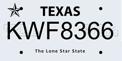 KWF8366 Texas License Plate
