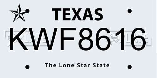 KWF8616 Texas License Plate