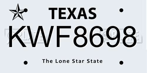 KWF8698 Texas License Plate