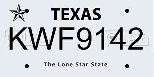 KWF9142 Texas License Plate