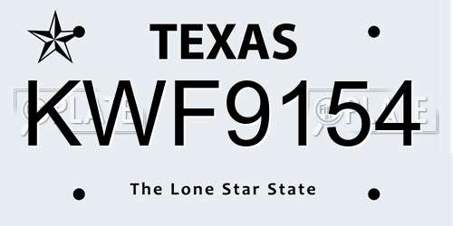 KWF9154 Texas License Plate