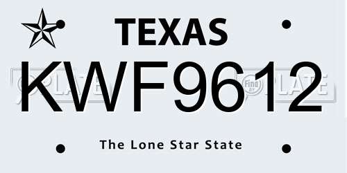 KWF9612 Texas License Plate
