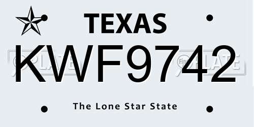 KWF9742 Texas License Plate
