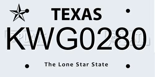 KWG0280 Texas License Plate