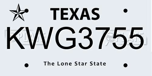 KWG3755 Texas License Plate