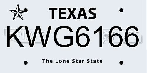 KWG6166 Texas License Plate