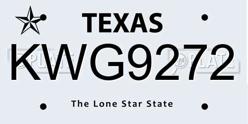 KWG9272 Texas License Plate