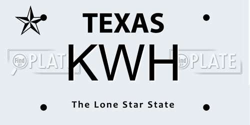 KWH Texas License Plate