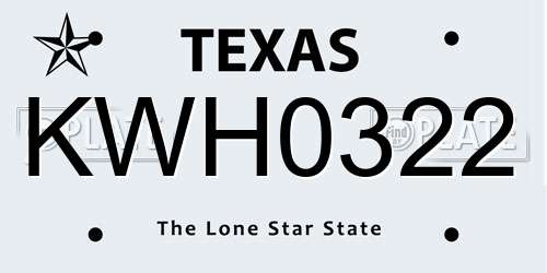 KWH0322 Texas License Plate