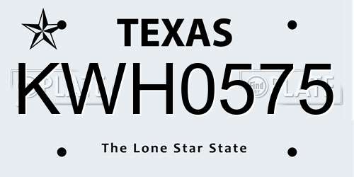 KWH0575 Texas License Plate