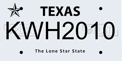 KWH2010 Texas License Plate