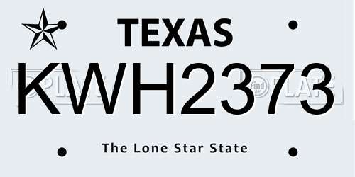 KWH2373 Texas License Plate