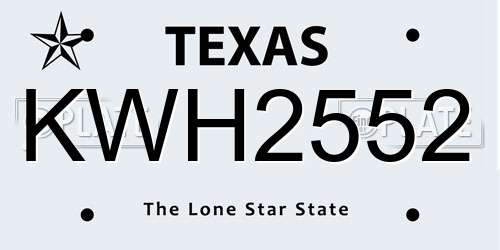 KWH2552 Texas License Plate