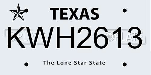 KWH2613 Texas License Plate