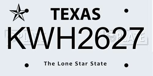 KWH2627 Texas License Plate