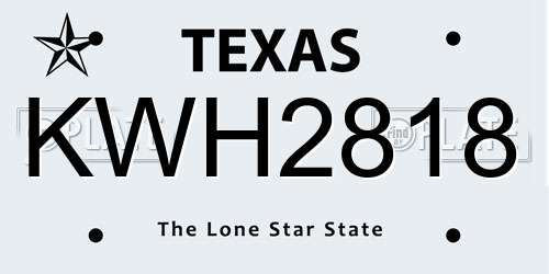 KWH2818 Texas License Plate