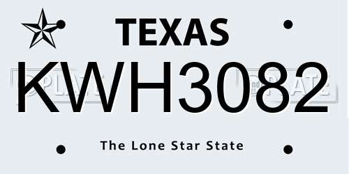 KWH3082 Texas License Plate