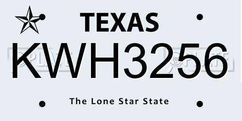 KWH3256 Texas License Plate