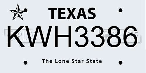 KWH3386 Texas License Plate