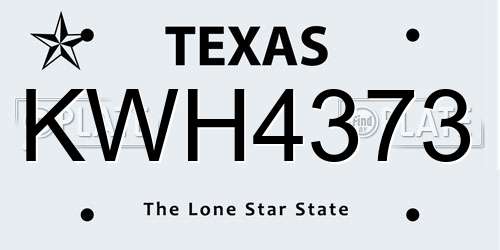 KWH4373 Texas License Plate