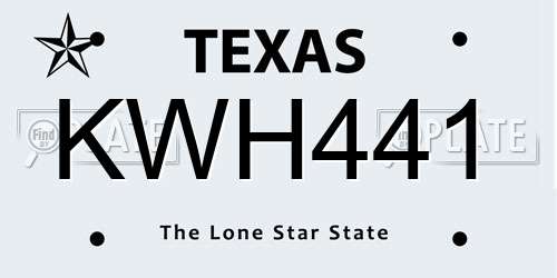 KWH441 Texas License Plate