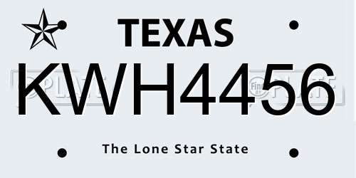 KWH4456 Texas License Plate
