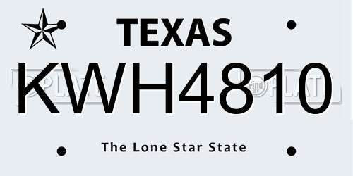 KWH4810 Texas License Plate