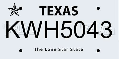 KWH5043 Texas License Plate