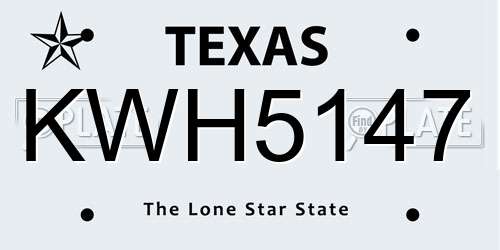 KWH5147 Texas License Plate