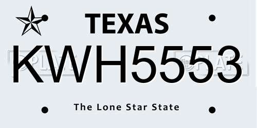 KWH5553 Texas License Plate