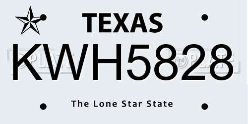 KWH5828 Texas License Plate
