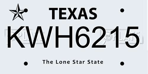 KWH6215 Texas License Plate