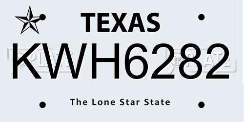 KWH6282 Texas License Plate