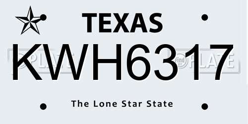 KWH6317 Texas License Plate