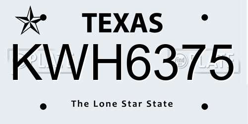 KWH6375 Texas License Plate