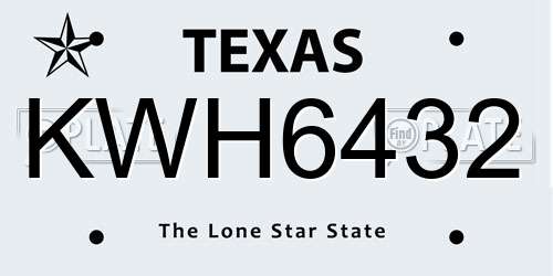 KWH6432 Texas License Plate