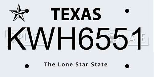 KWH6551 Texas License Plate