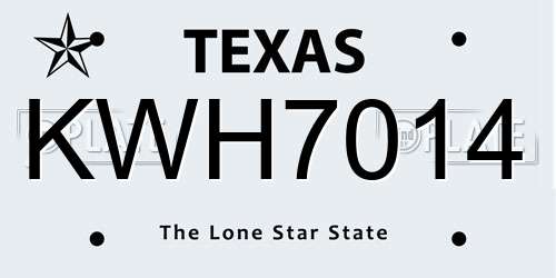KWH7014 Texas License Plate