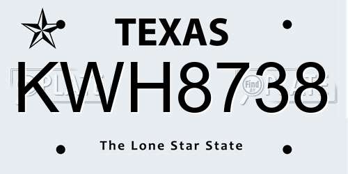 KWH8738 Texas License Plate