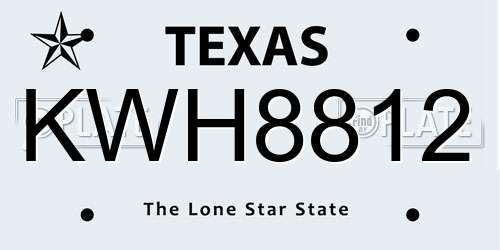 KWH8812 Texas License Plate
