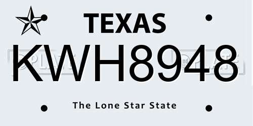 KWH8948 Texas License Plate