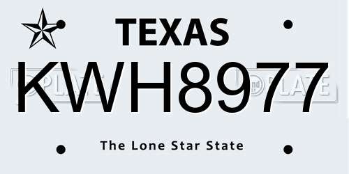 KWH8977 Texas License Plate
