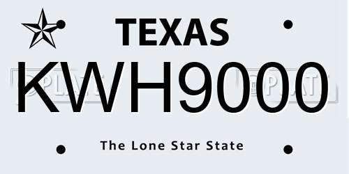 KWH9000 Texas License Plate