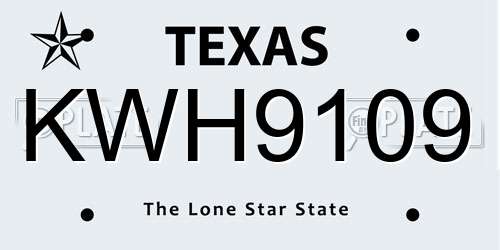 KWH9109 Texas License Plate